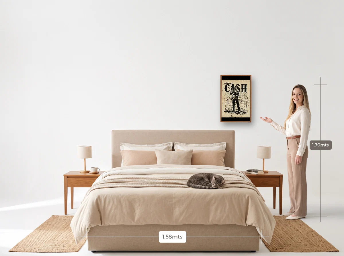 Quadro 40×60 · Caixa · freijó · Quarto · cama queen