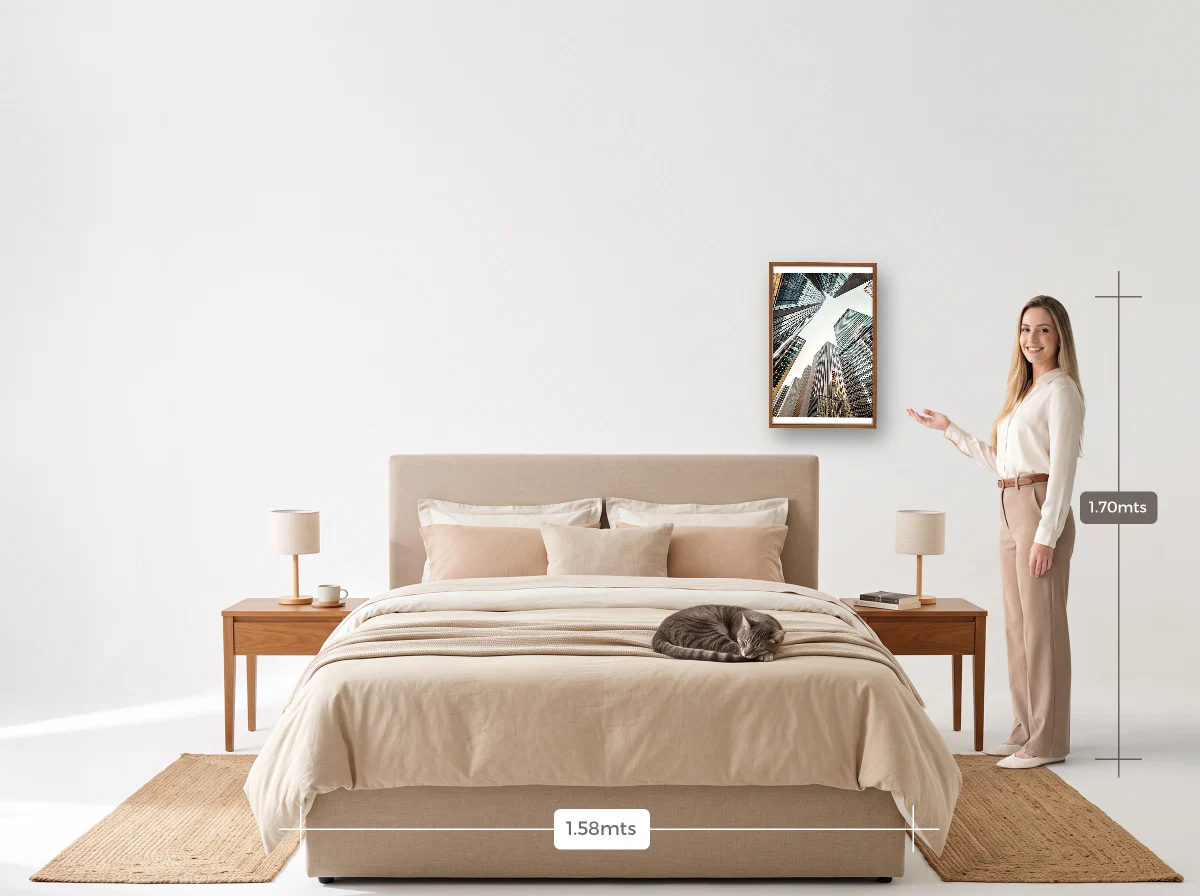 Quadro 40×60 · Caixa · freijó · Quarto · cama queen