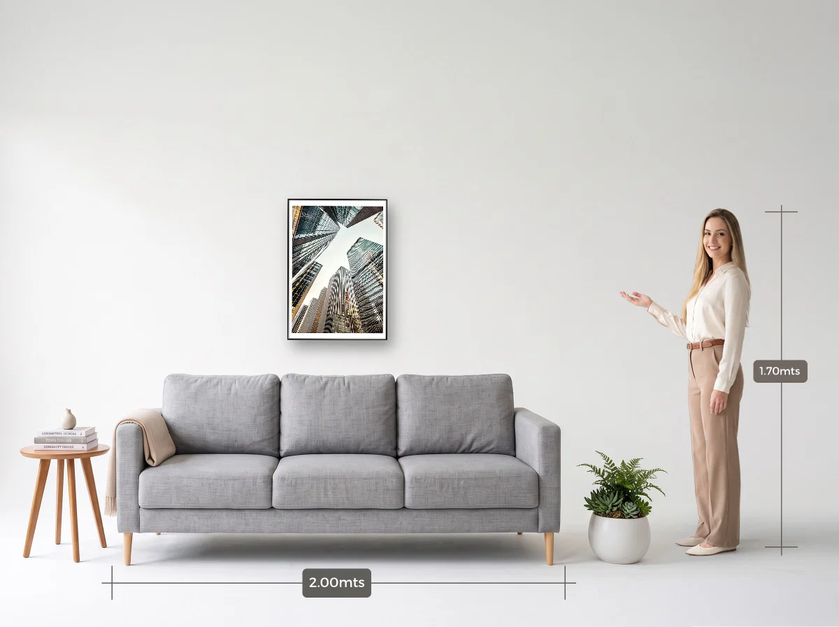 Quadro 50×70 · Filete · preta · Sala · sofá de 2,00 m