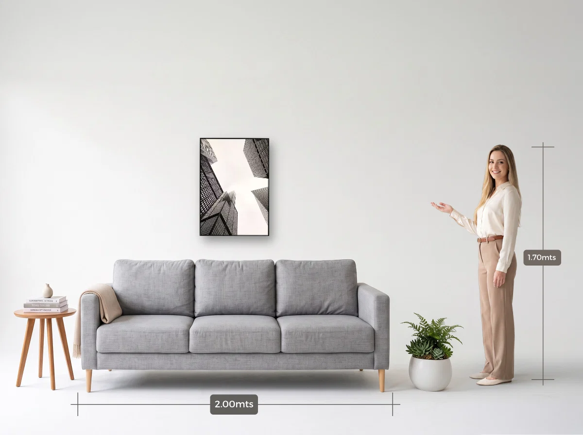 Quadro 50×70 · Filete · preta · Sala · sofá de 2,00 m