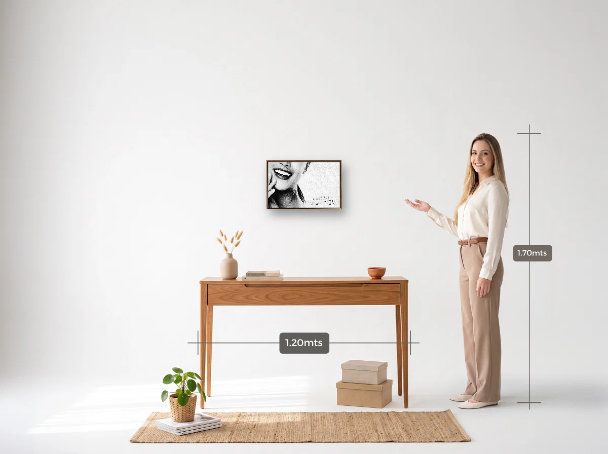 Quadro 30×45 · Flutuante · tabaco · Hall · aparador de 1,20 m
