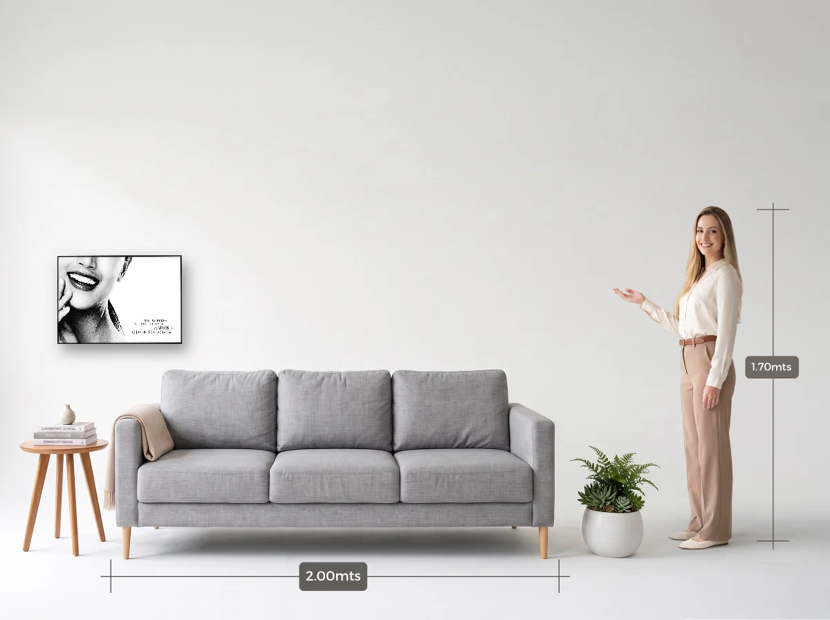 Quadro 50×70 · Filete · preta · Sala · sofá de 2,00 m