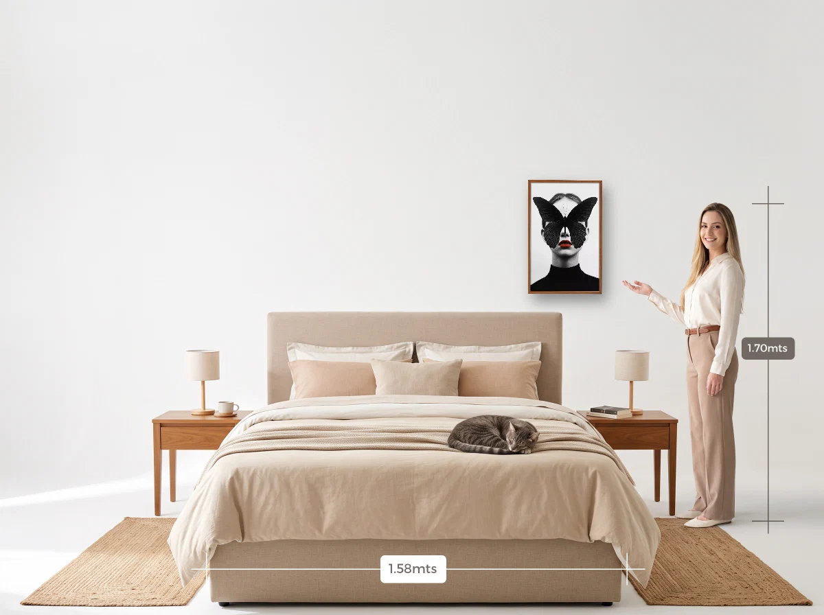 Quadro 40×60 · Caixa · freijó · Quarto · cama queen