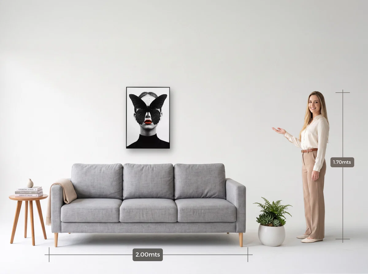 Quadro 50×70 · Filete · preta · Sala · sofá de 2,00 m