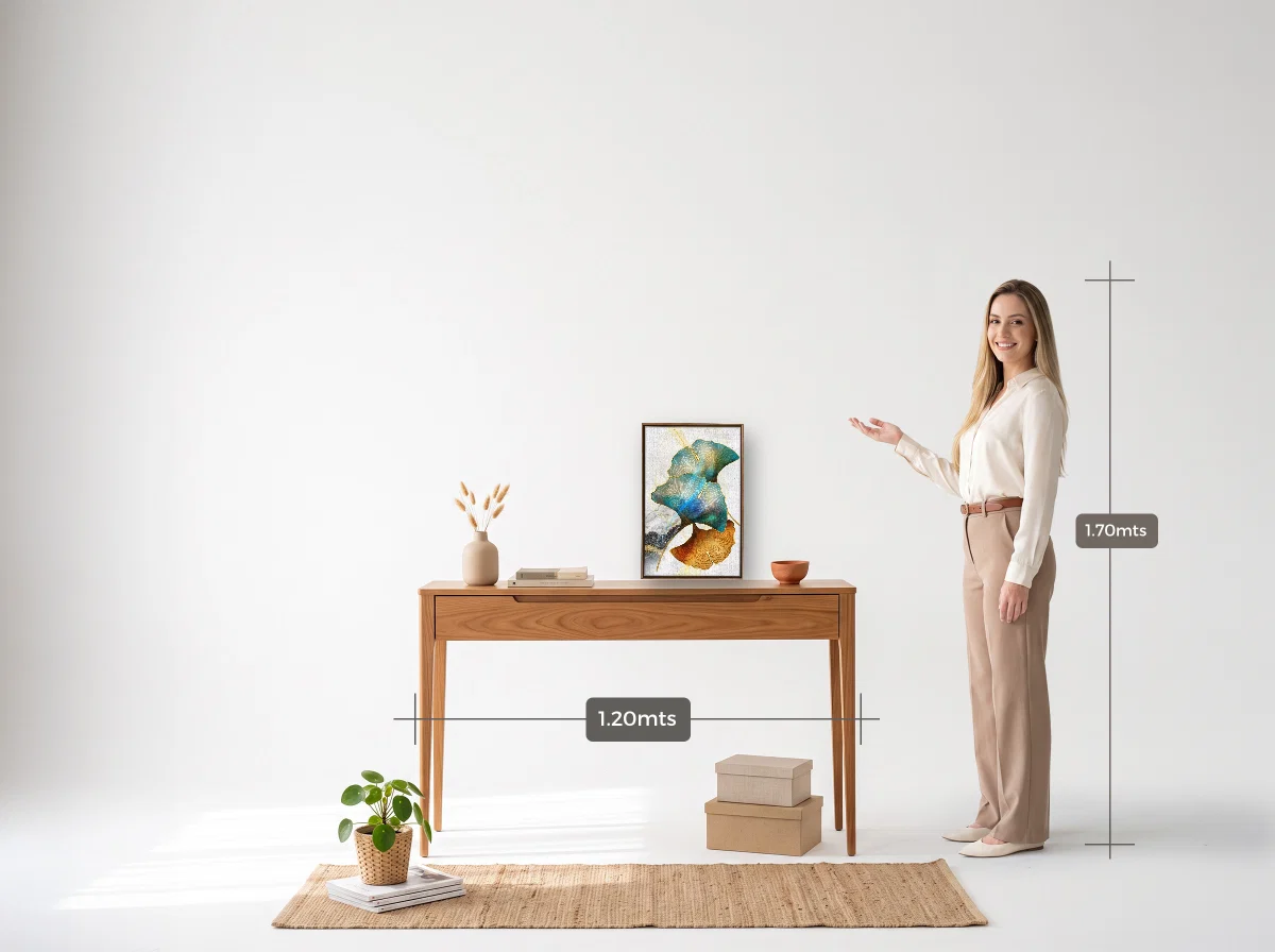 Quadro 30×45 · Flutuante · tabaco · Hall · aparador de 1,20 m