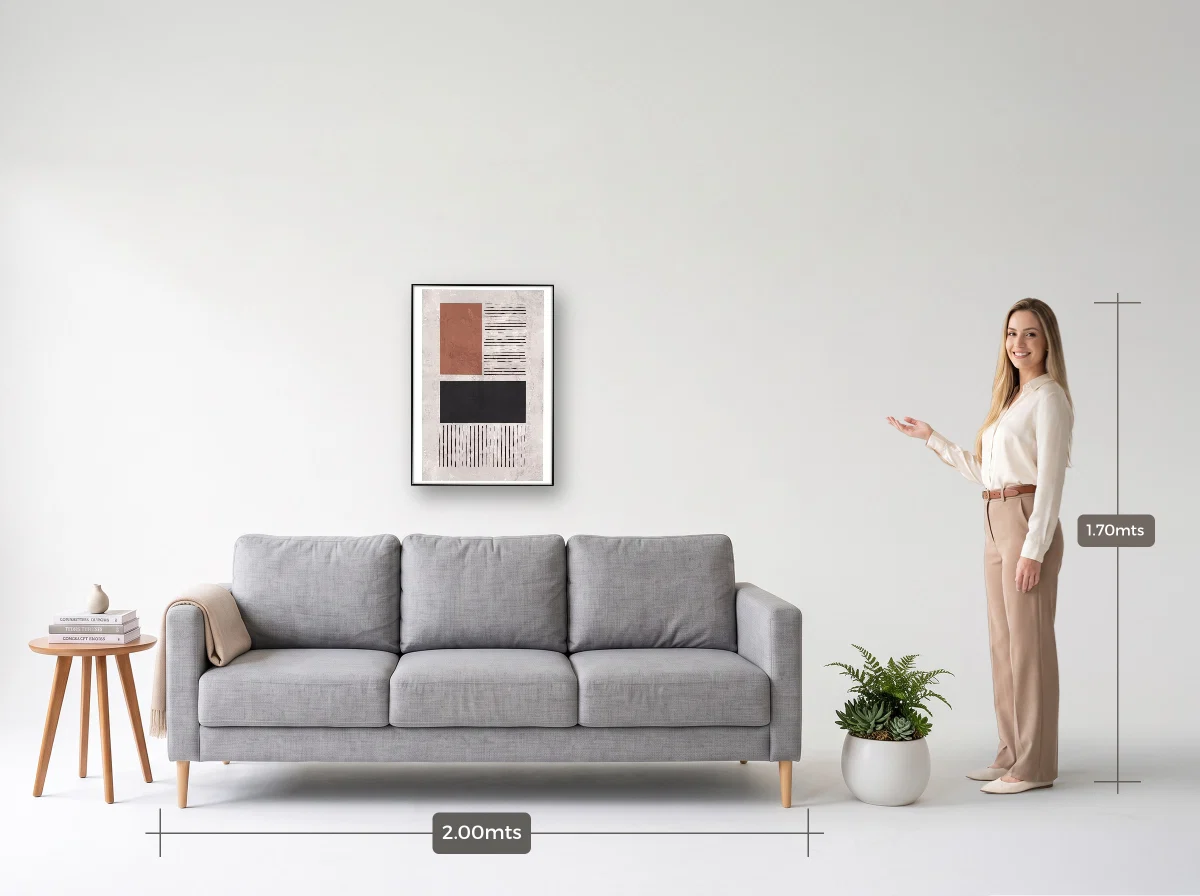 Quadro 50×70 · Filete · preta · Sala · sofá de 2,00 m