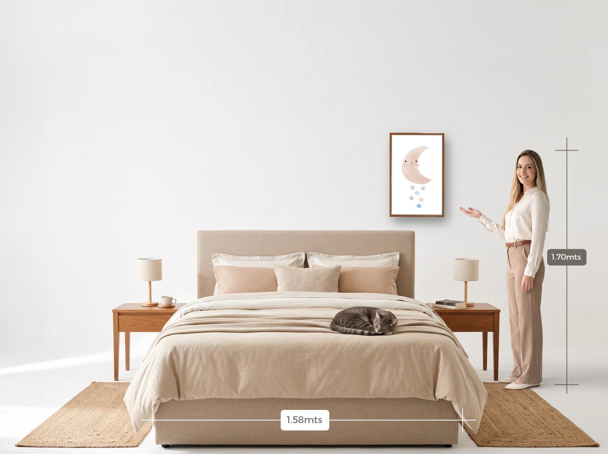 Quadro 40×60 · Caixa · freijó · Quarto · cama queen