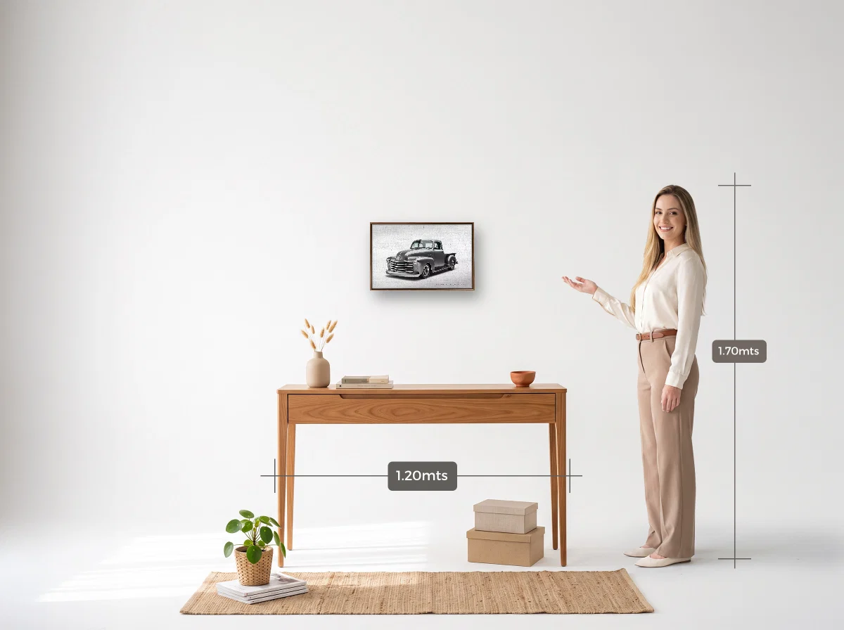 Quadro 30×45 · Flutuante · tabaco · Hall · aparador de 1,20 m
