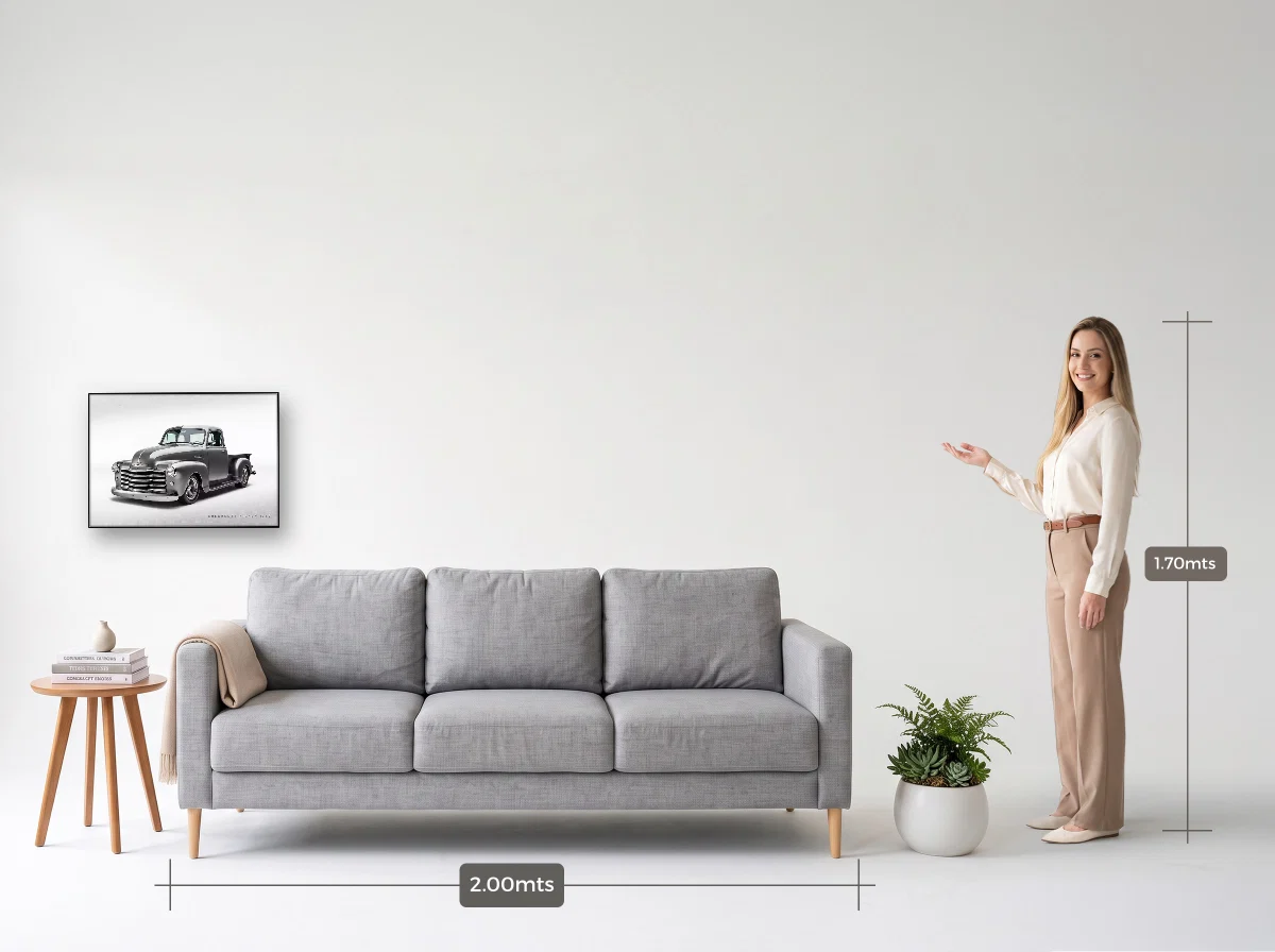 Quadro 50×70 · Filete · preta · Sala · sofá de 2,00 m