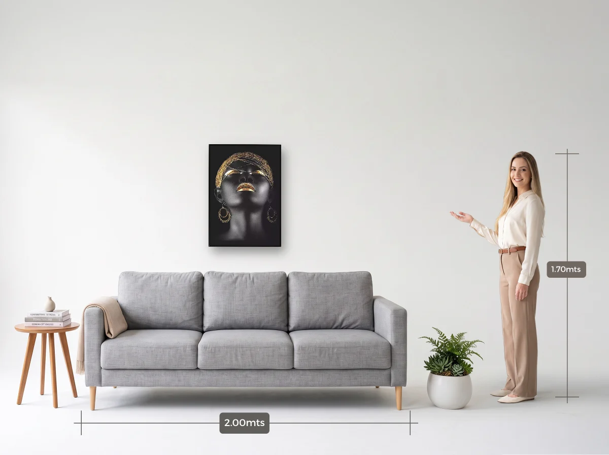 Quadro 50×70 · Filete · preta · Sala · sofá de 2,00 m