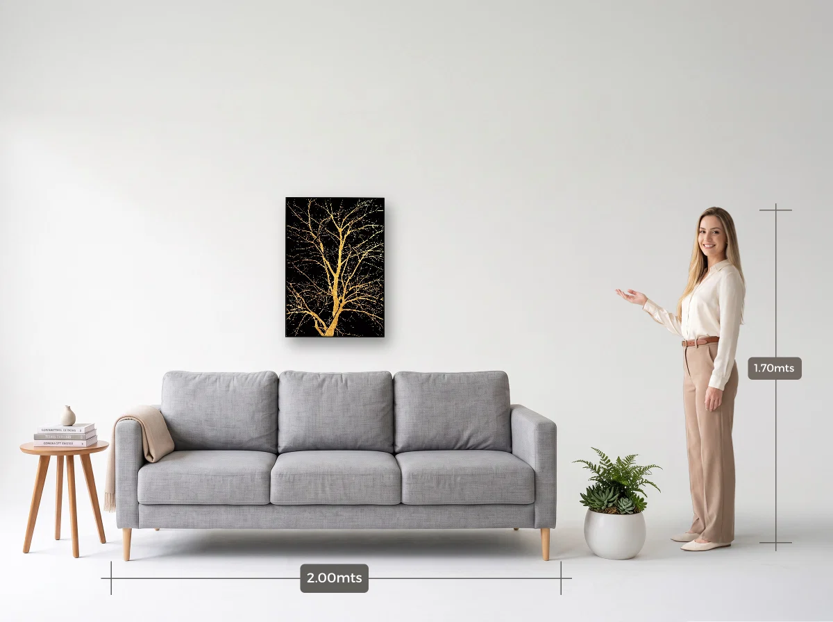 Quadro 50×70 · Filete · preta · Sala · sofá de 2,00 m