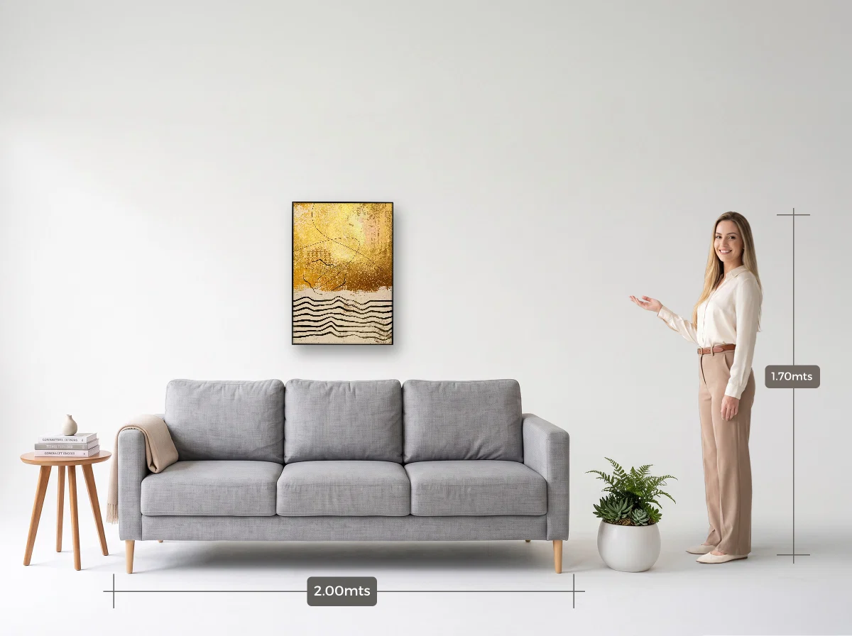 Quadro 50×70 · Filete · preta · Sala · sofá de 2,00 m