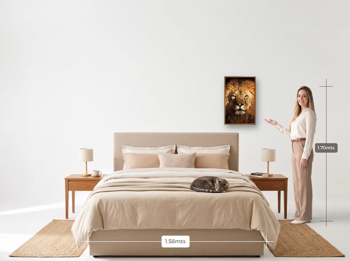 Quadro 40×60 · Caixa · freijó · Quarto · cama queen