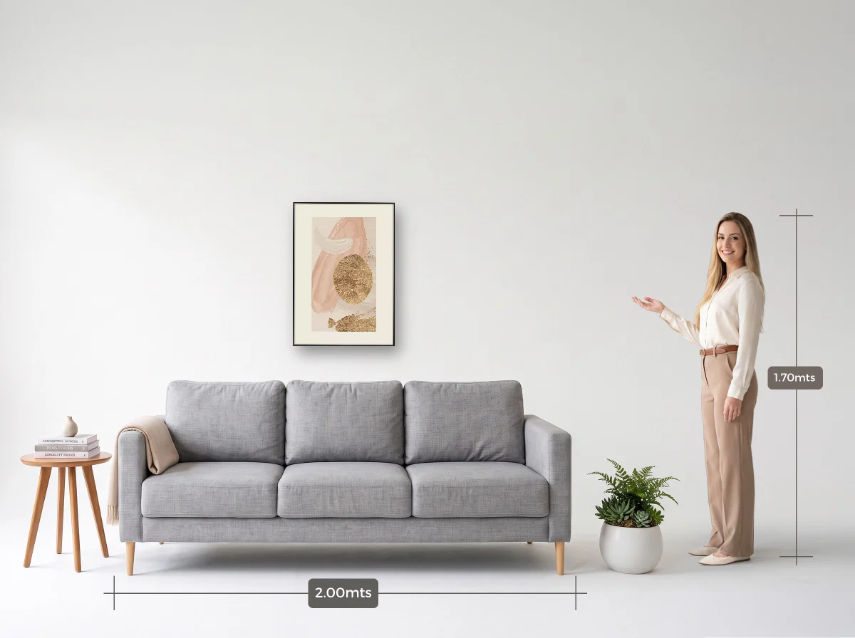 Quadro 50×70 · Filete · preta · Sala · sofá de 2,00 m