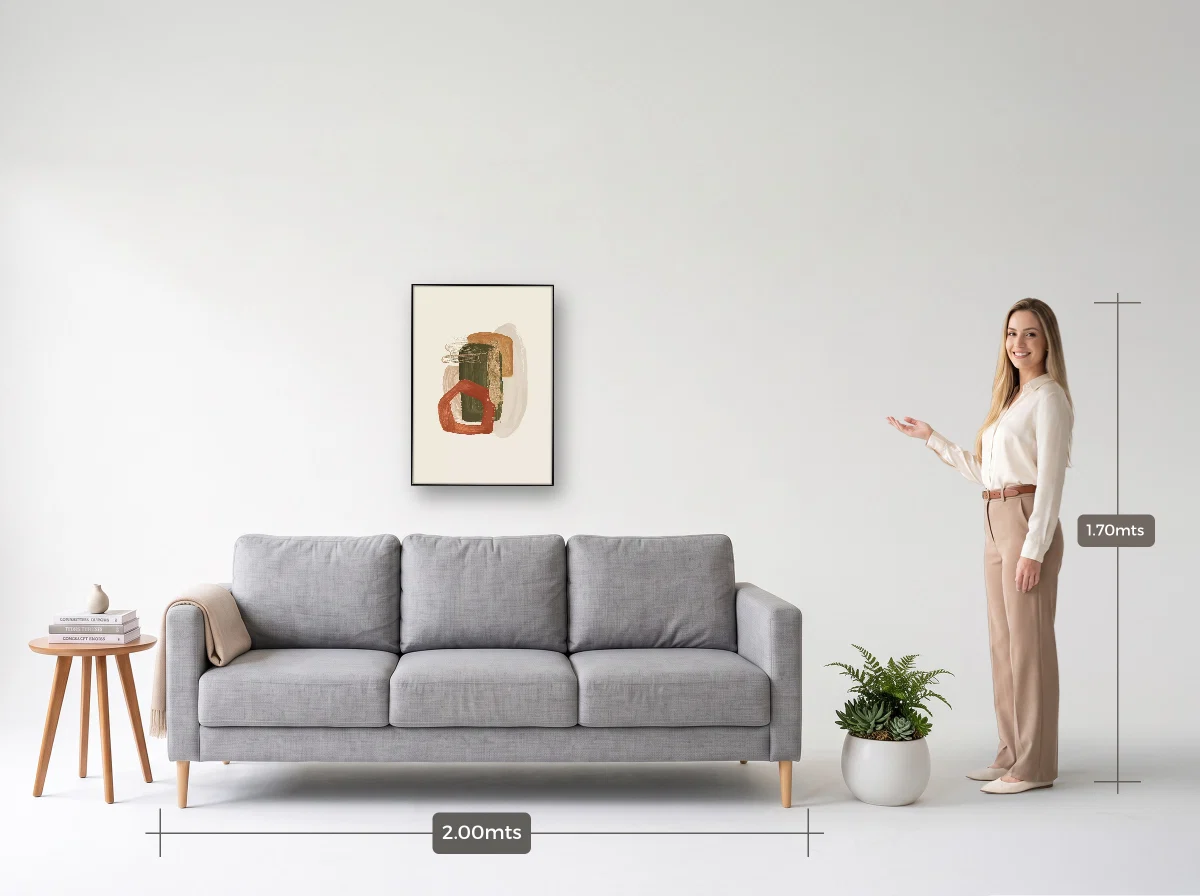 Quadro 50×70 · Filete · preta · Sala · sofá de 2,00 m