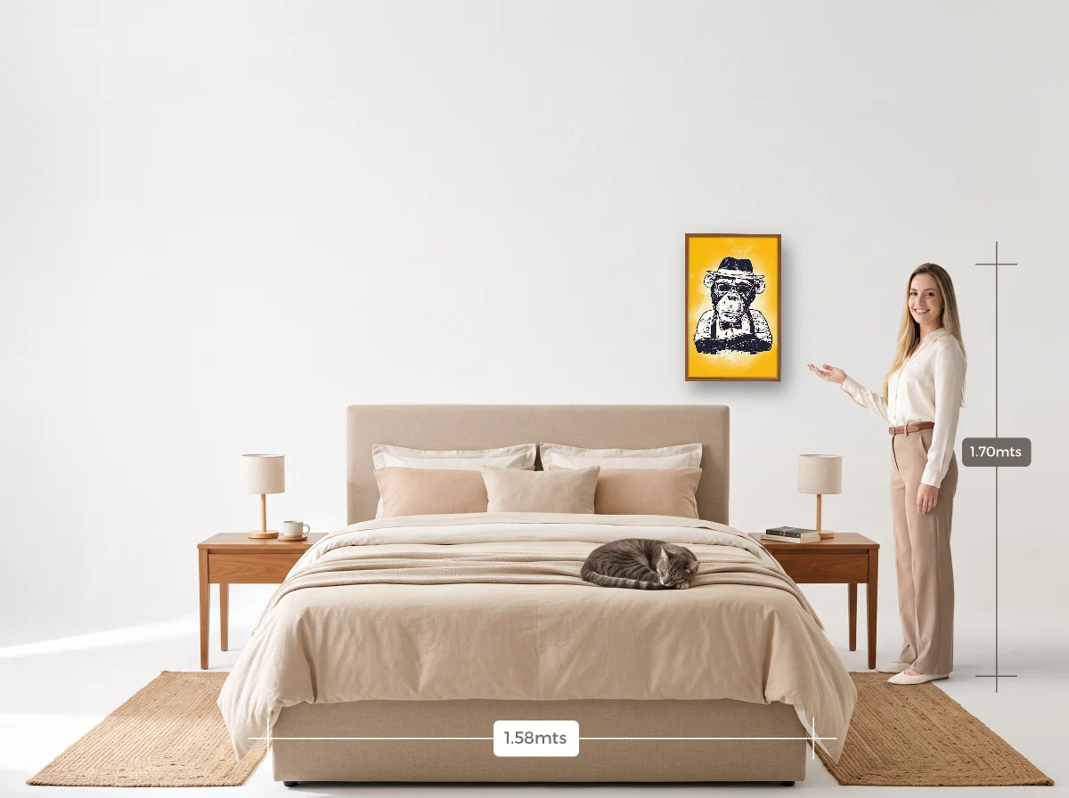 Quadro 40×60 · Caixa · freijó · Quarto · cama queen