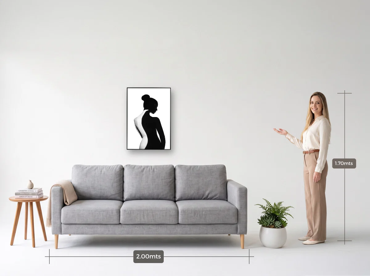 Quadro 50×70 · Filete · preta · Sala · sofá de 2,00 m