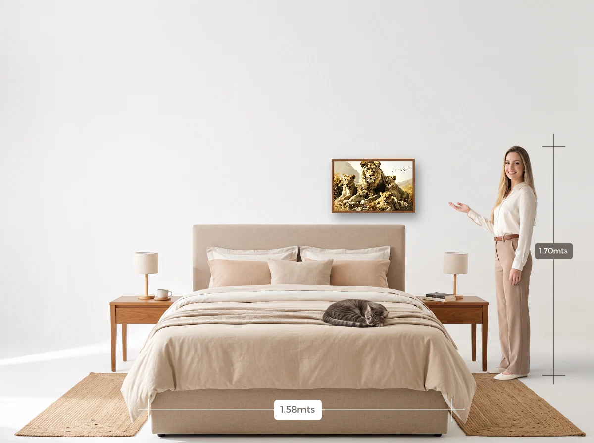Quadro 40×60 · Caixa · freijó · Quarto · cama queen