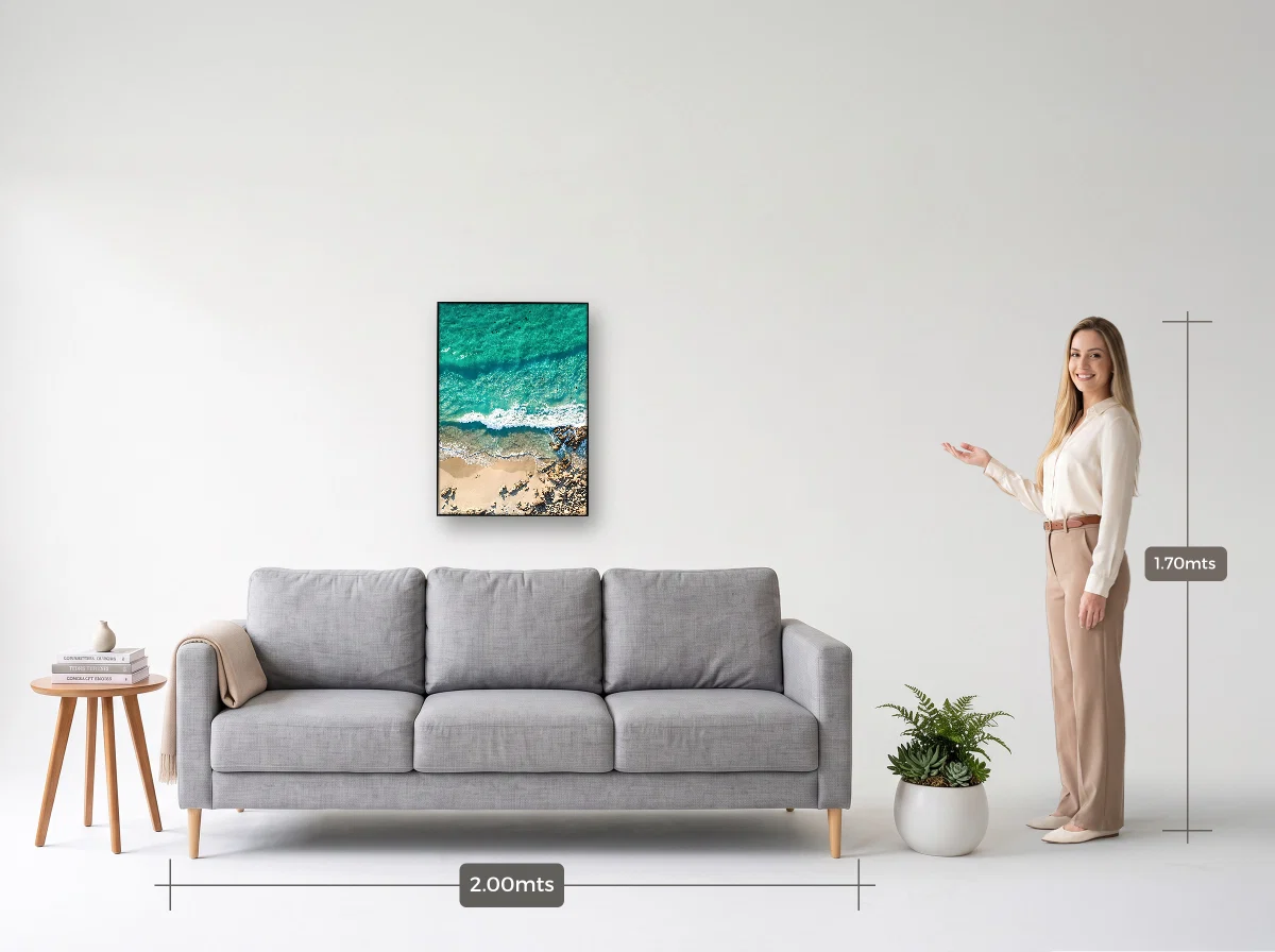 Quadro 50×70 · Filete · preta · Sala · sofá de 2,00 m