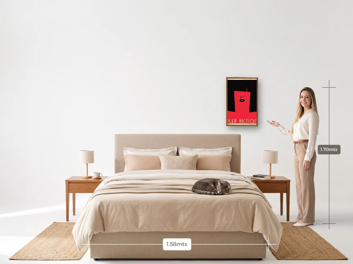 Quadro 40×60 · Caixa · freijó · Quarto · cama queen