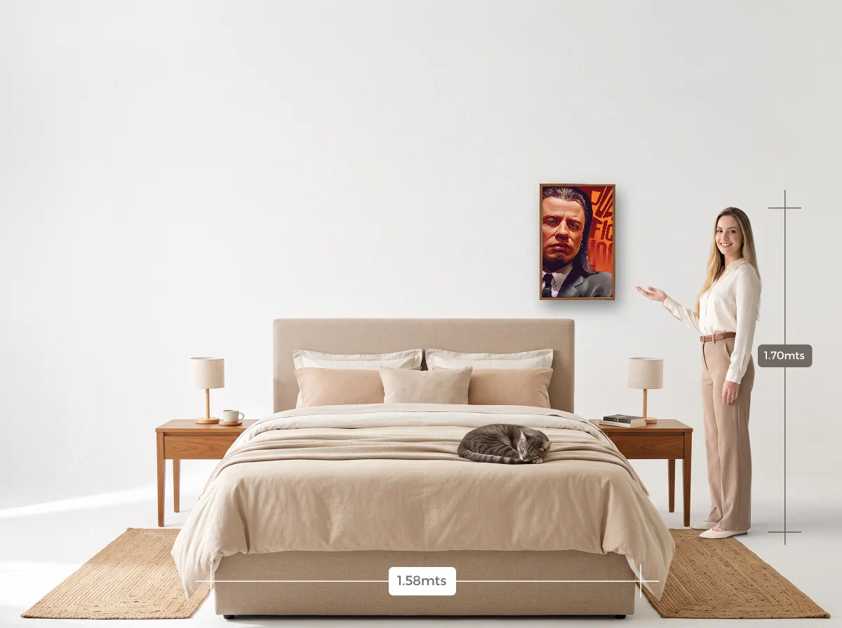 Quadro 40×60 · Caixa · freijó · Quarto · cama queen