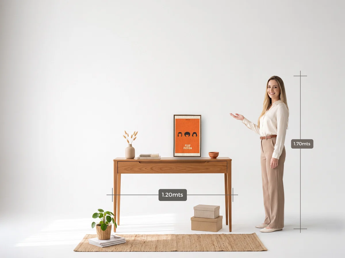 Quadro 30×45 · Flutuante · tabaco · Hall · aparador de 1,20 m