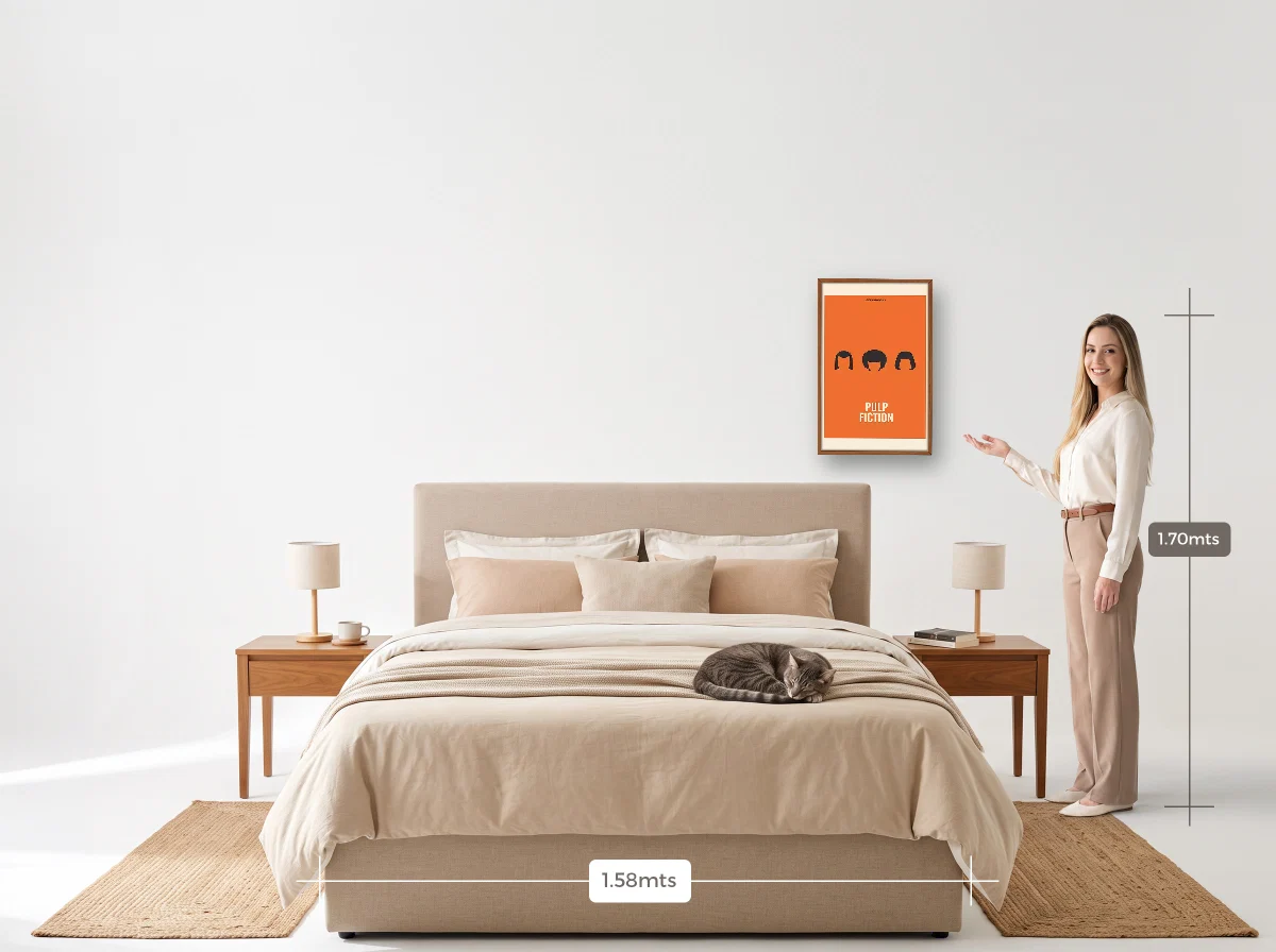 Quadro 40×60 · Caixa · freijó · Quarto · cama queen