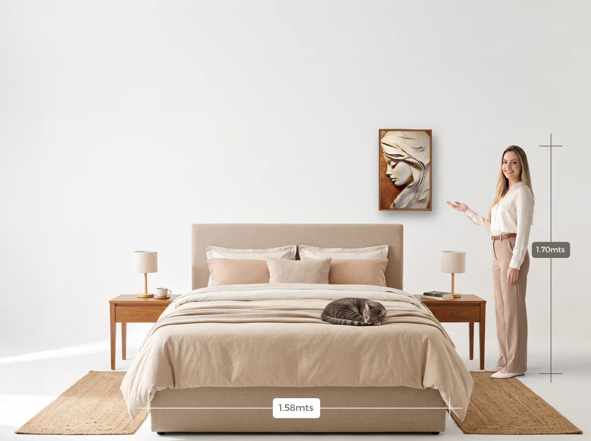 Quadro 40×60 · Caixa · freijó · Quarto · cama queen