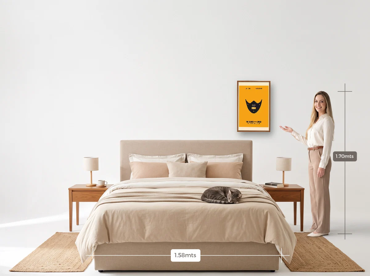 Quadro 40×60 · Caixa · freijó · Quarto · cama queen