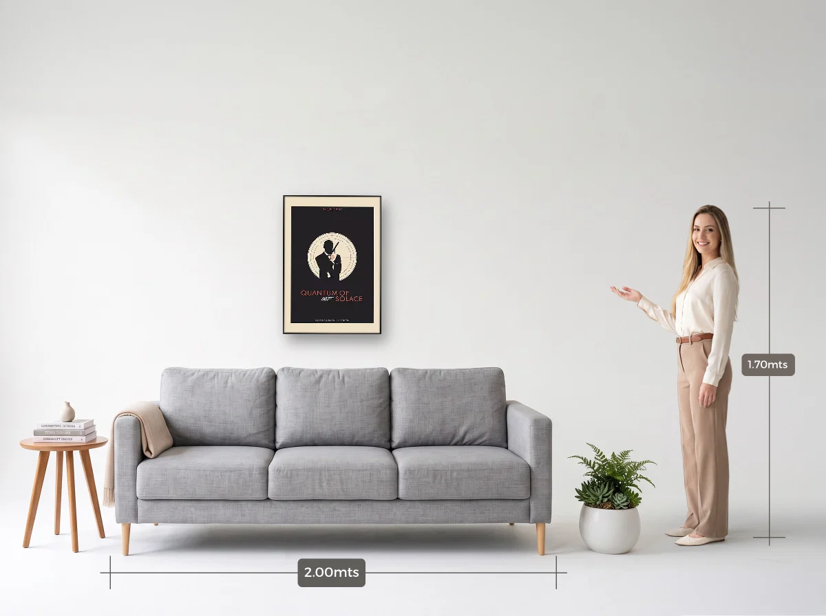 Quadro 50×70 · Filete · preta · Sala · sofá de 2,00 m