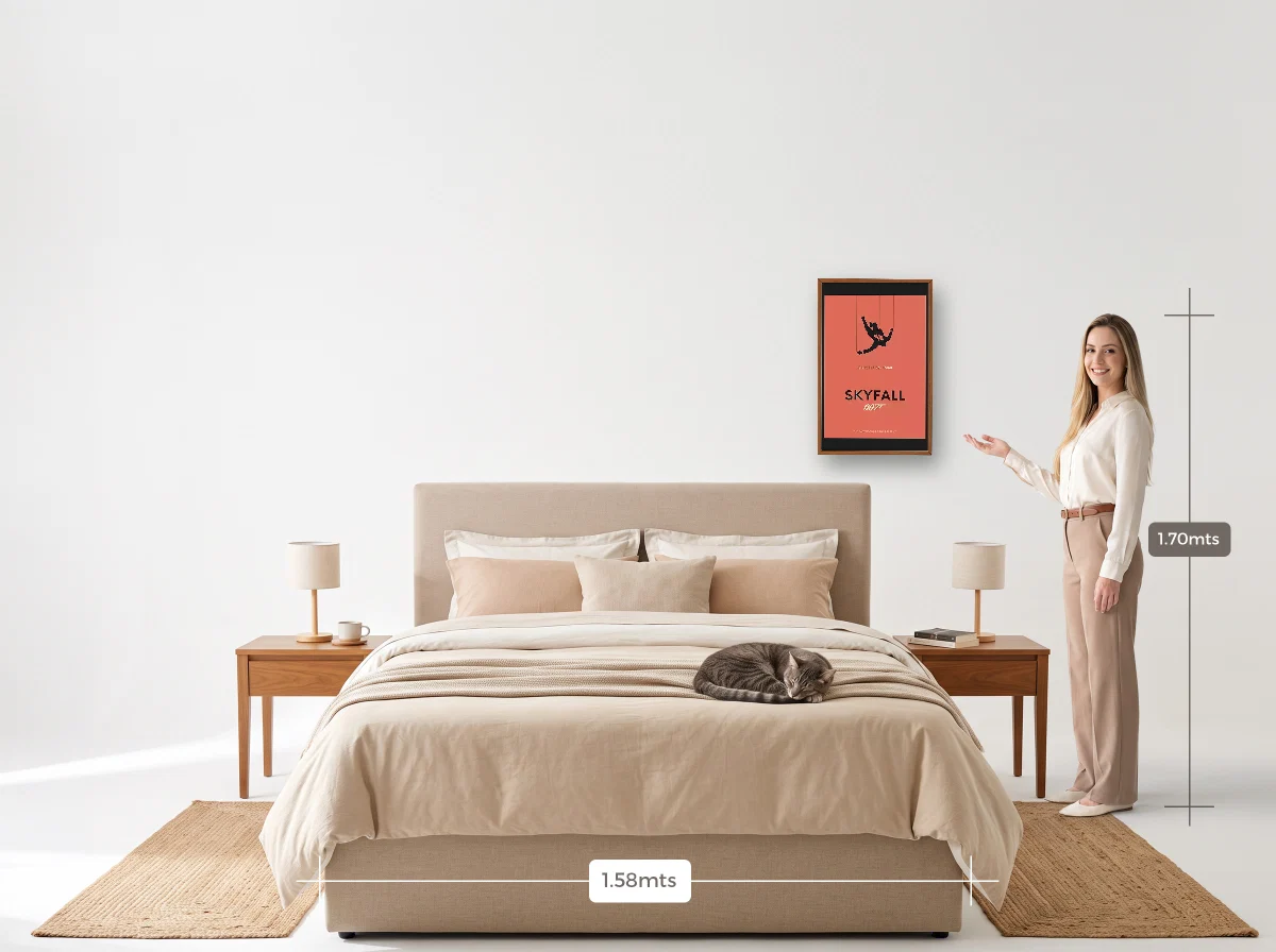 Quadro 40×60 · Caixa · freijó · Quarto · cama queen