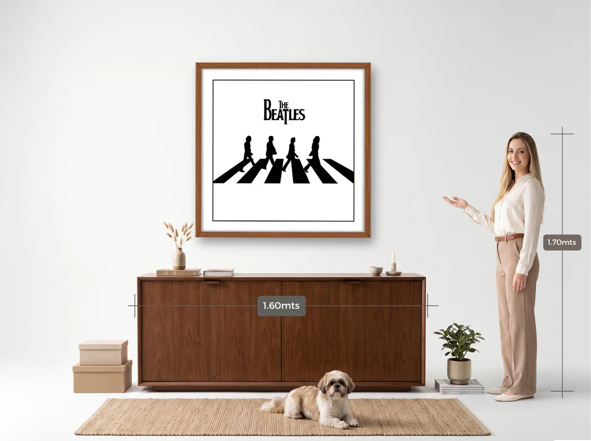 Quadro 100×100 · Caixa · freijó · Hall · aparador de 1,60 m