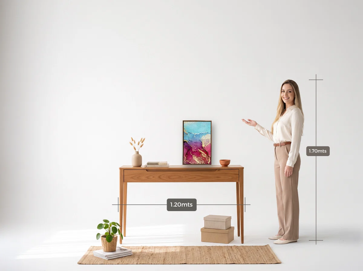 Quadro 30×45 · Flutuante · tabaco · Hall · aparador de 1,20 m