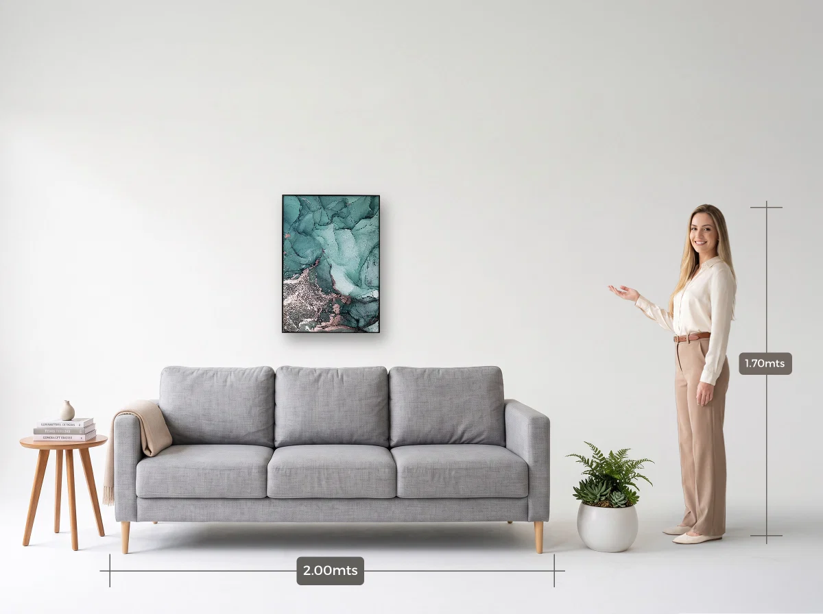Quadro 50×70 · Filete · preta · Sala · sofá de 2,00 m