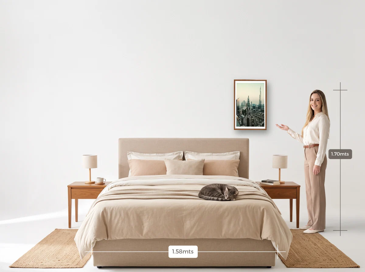 Quadro 40×60 · Caixa · freijó · Quarto · cama queen