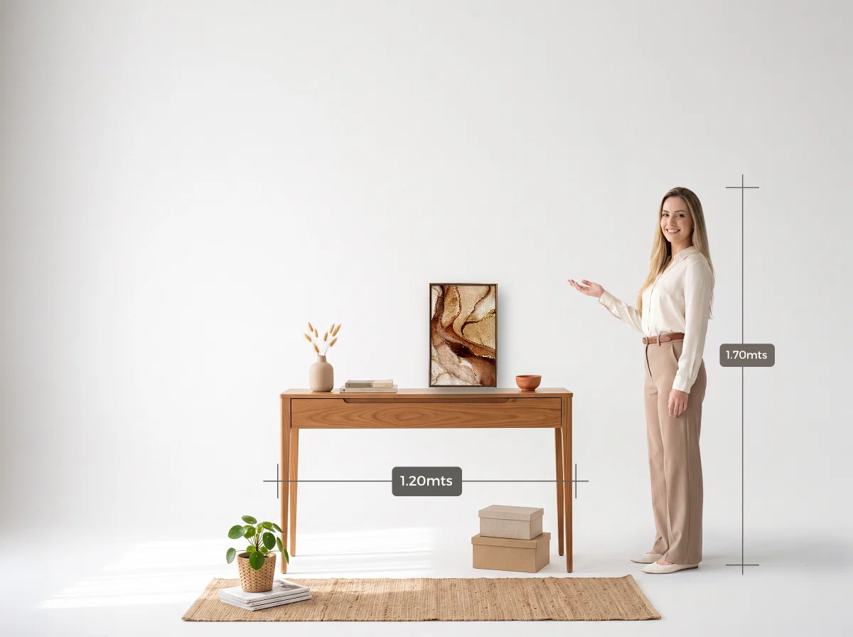 Quadro 30×45 · Flutuante · tabaco · Hall · aparador de 1,20 m