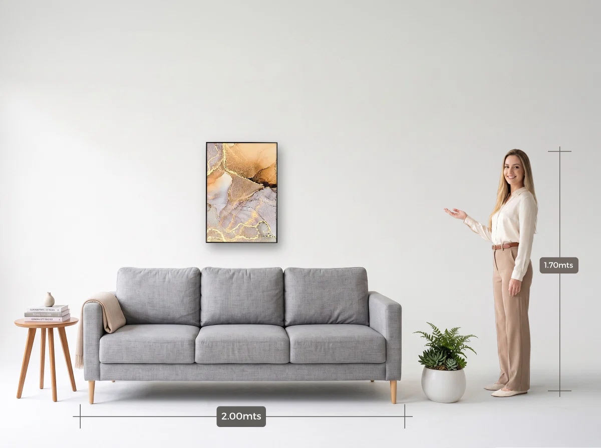 Quadro 50×70 · Filete · preta · Sala · sofá de 2,00 m