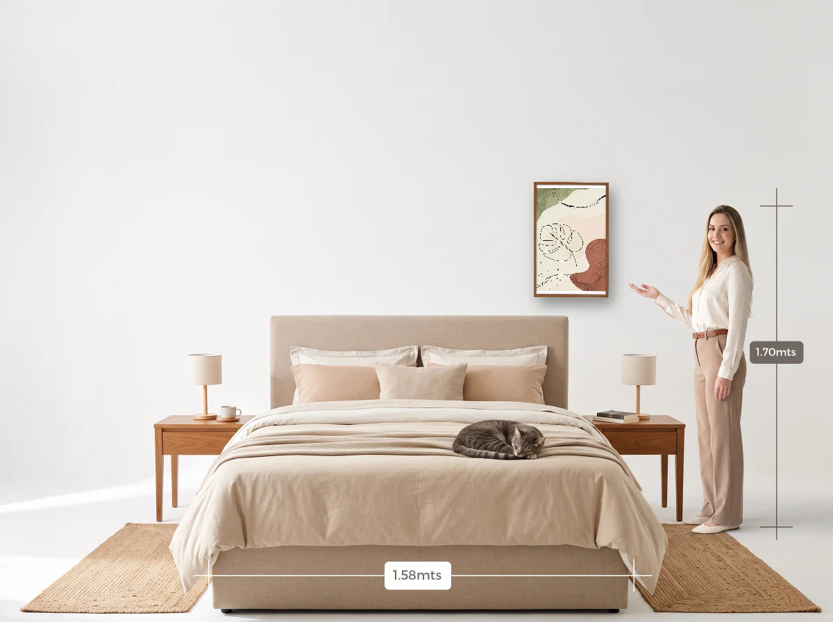 Quadro 40×60 · Caixa · freijó · Quarto · cama queen