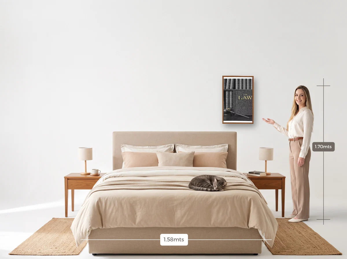 Quadro 40×60 · Caixa · freijó · Quarto · cama queen