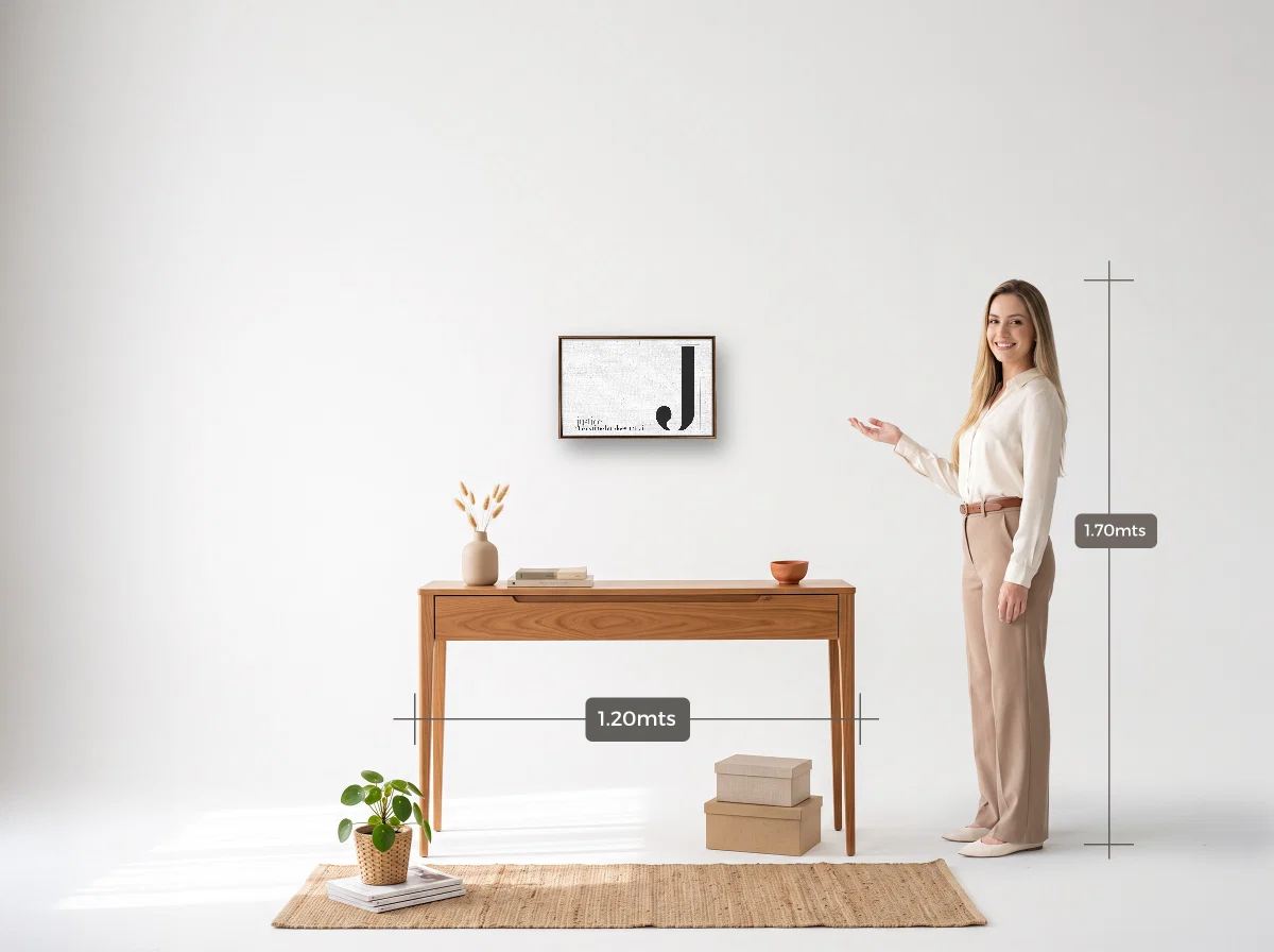 Quadro 30×45 · Flutuante · tabaco · Hall · aparador de 1,20 m