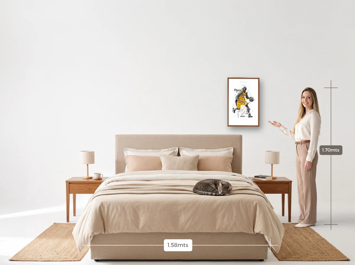 Quadro 40×60 · Caixa · freijó · Quarto · cama queen