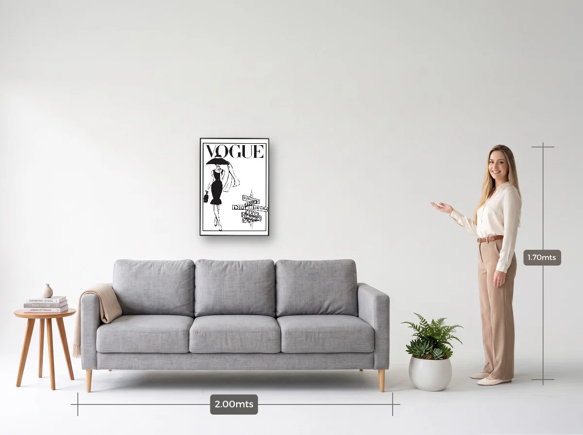 Quadro 50×70 · Filete · preta · Sala · sofá de 2,00 m
