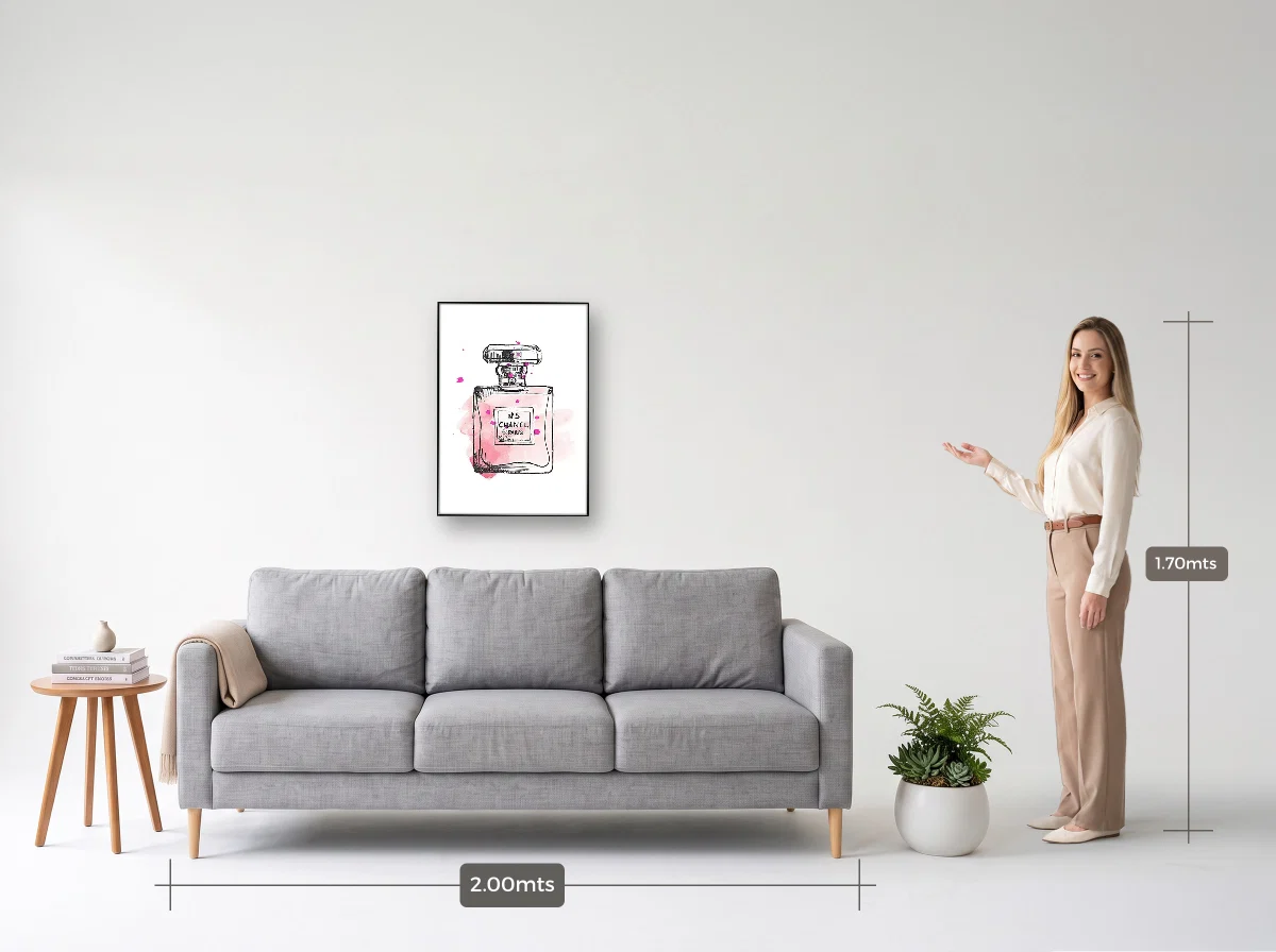 Quadro 50×70 · Filete · preta · Sala · sofá de 2,00 m