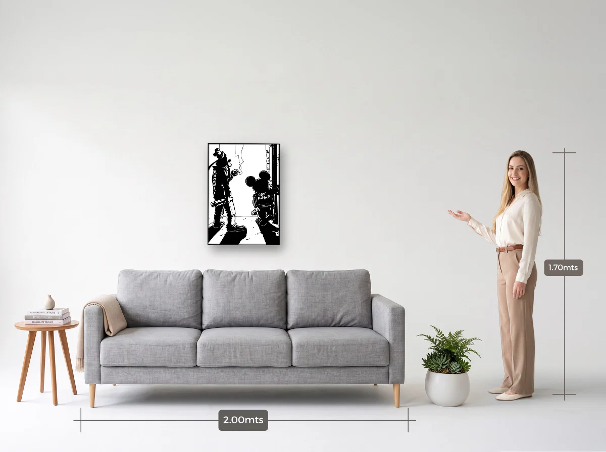 Quadro 50×70 · Filete · preta · Sala · sofá de 2,00 m