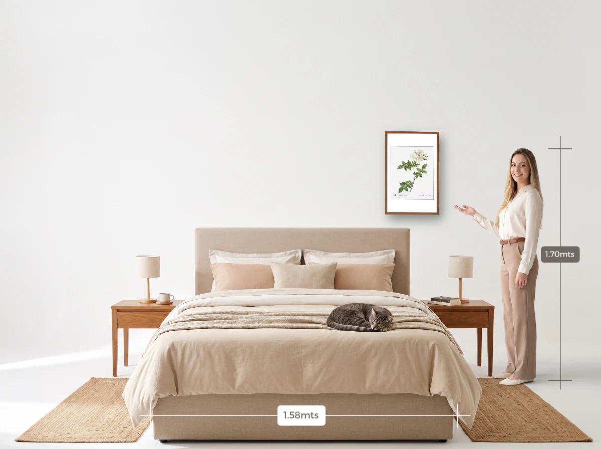 Quadro 40×60 · Caixa · freijó · Quarto · cama queen