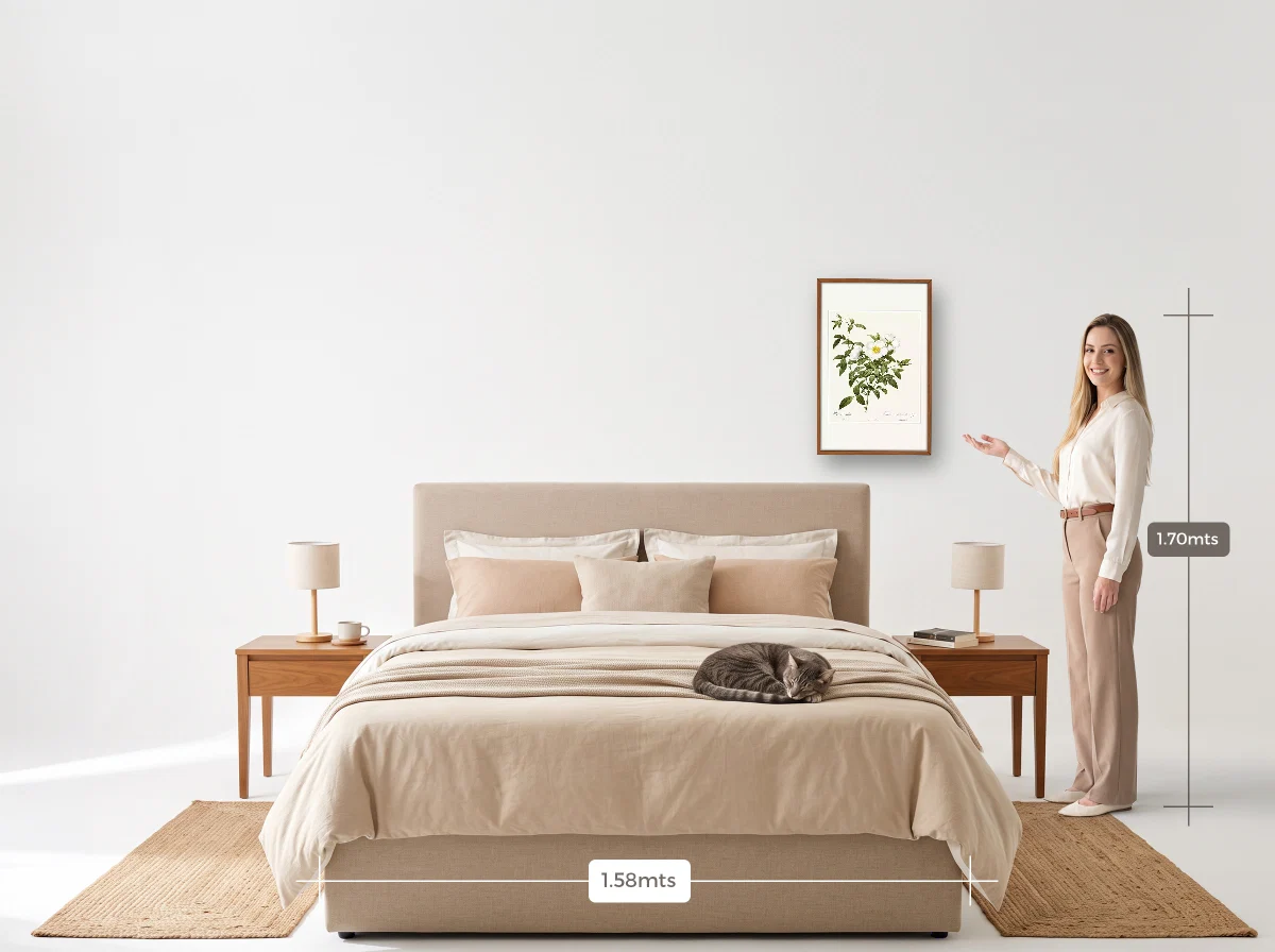 Quadro 40×60 · Caixa · freijó · Quarto · cama queen