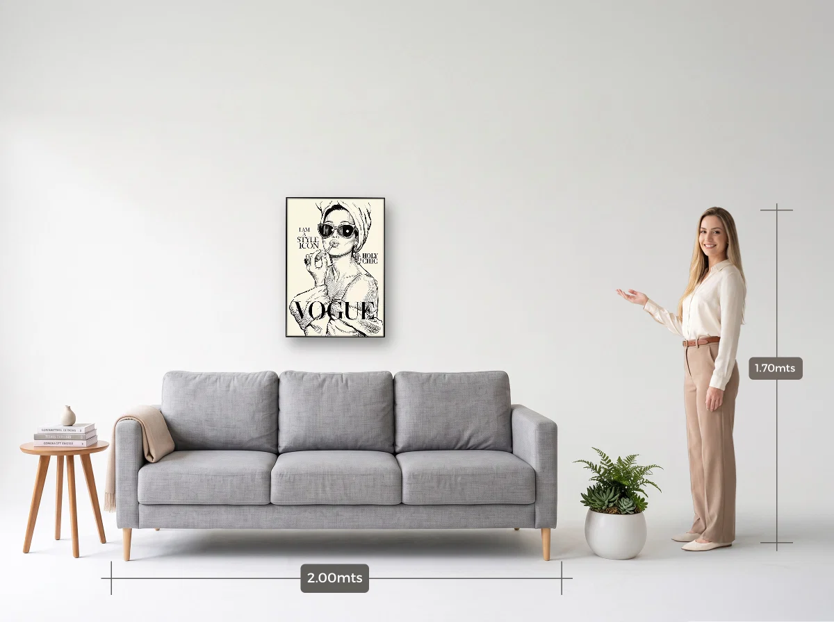 Quadro 50×70 · Filete · preta · Sala · sofá de 2,00 m