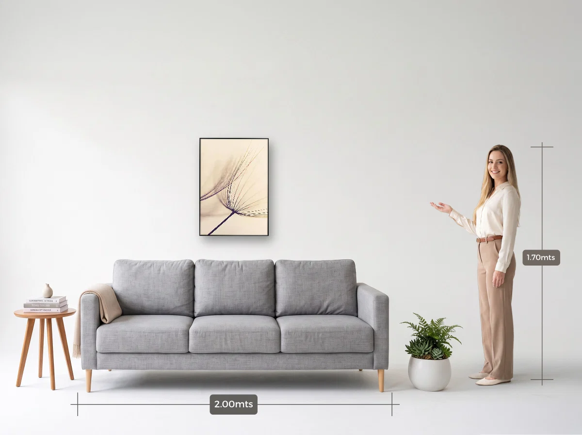 Quadro 50×70 · Filete · preta · Sala · sofá de 2,00 m
