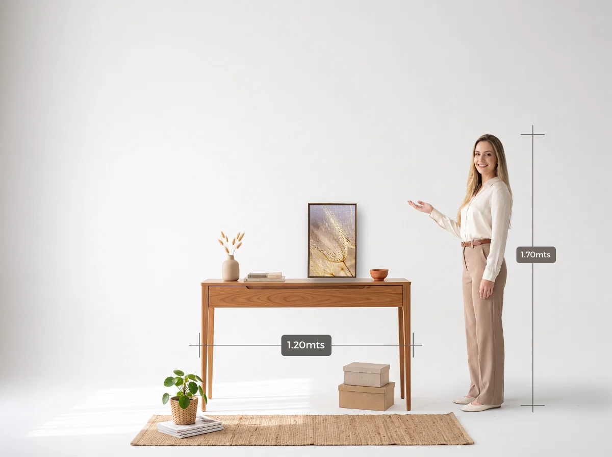 Quadro 30×45 · Flutuante · tabaco · Hall · aparador de 1,20 m