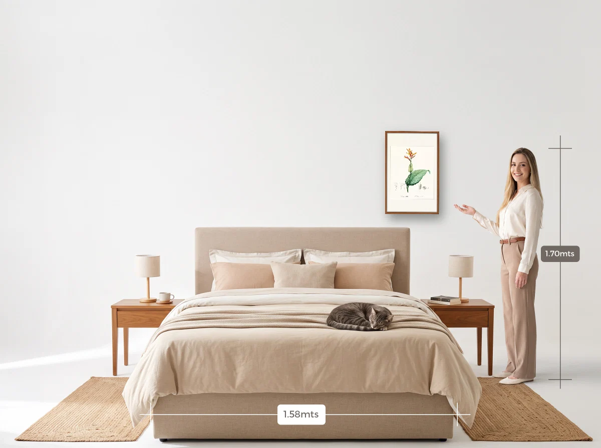 Quadro 40×60 · Caixa · freijó · Quarto · cama queen